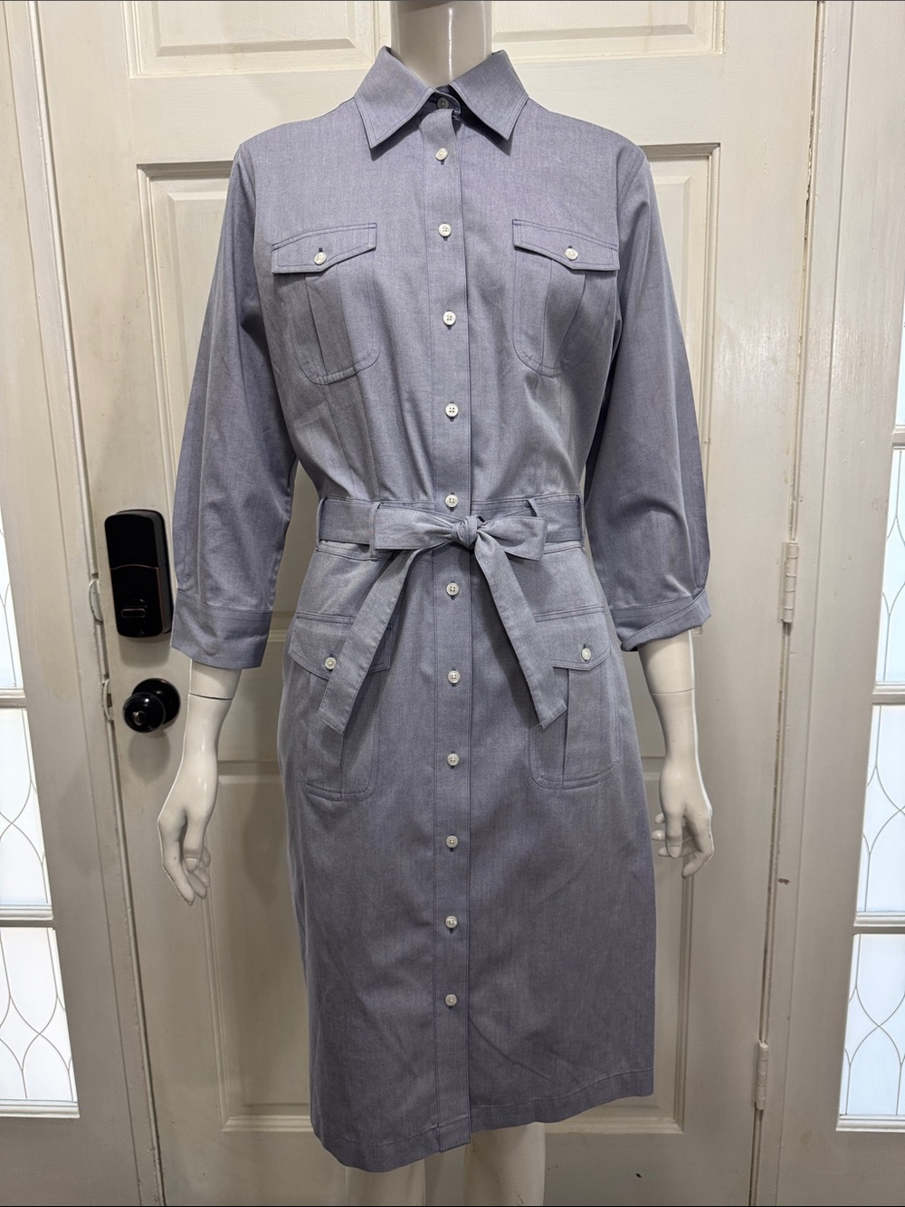 Brooks Brothers 346 Cotton Shirt Dress Light Blue
Tie Waist Size 10 A4
